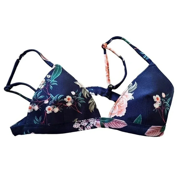 Triangl Women's Blue Floral Print Swimwear Bikini Set Size Small - Picture 2 of 5